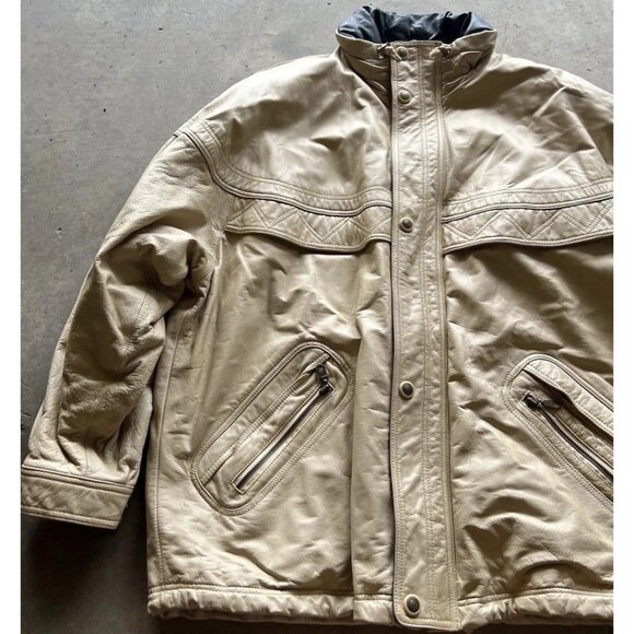Vintage Wilsons Men’s Sz XL Leather Light Brown Leather Jacket Button Front RARE - Picture 3 of 16